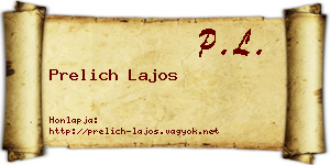 Prelich Lajos névjegykártya
